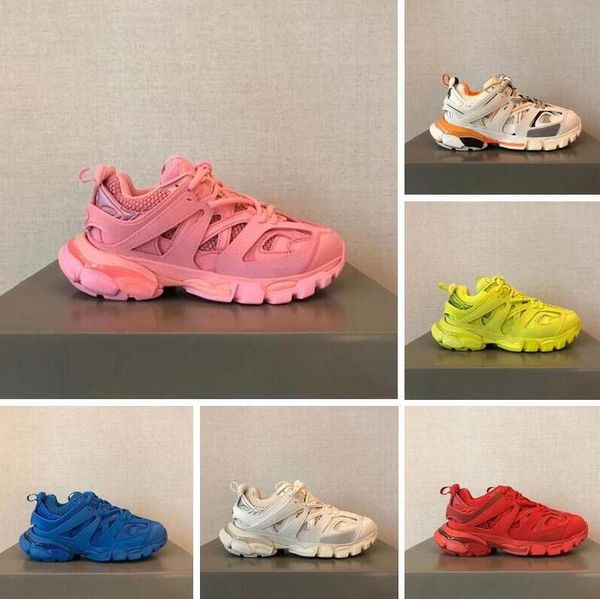 

luxury brand designer women men cusual shoes track 3.0 sneakers leather trainers nylon printed 3m triple s platform fashion with box, Black