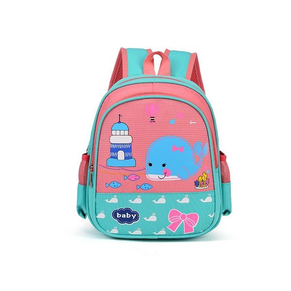 

backpack cute cartoon whale patern teenage back pack shoulder bag zipper large capacity patchwork school