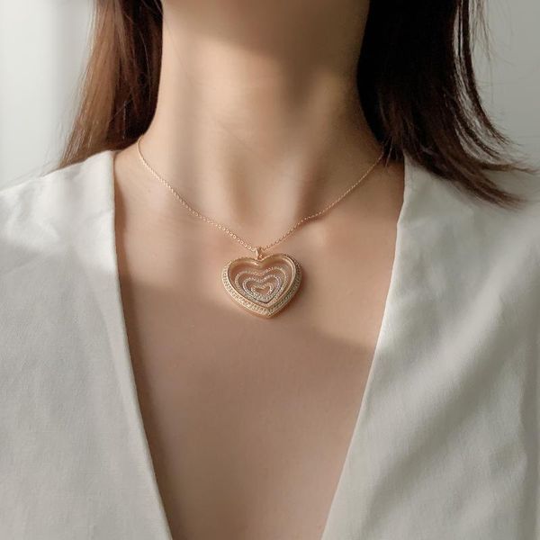 

mother's day gift trendy heart pendant dainty choker necklace personalized stackable for women wedding bijoux d1397 chokers, Golden;silver