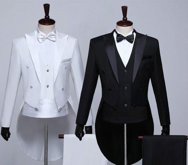 

dovetail male suit slim models dress and groom will be the master of ceremonies magic jazz dance costumes men's suits & blazers, White;black