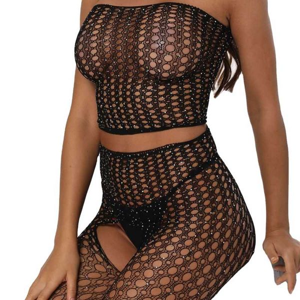 

diamond underwear, nine point pants, strapless style, women's hollow out suit, tights 211201, Black;white