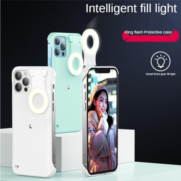 

cell phone pouches for 12 pro portable selfie light case 11 max 8 7 plus se2 capa circle led in dark cover