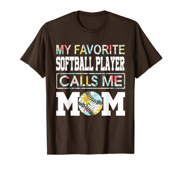 

my favorite softball player calls me mom flower t-shirt, White;black