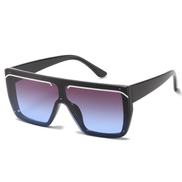 

big frame sunglasses trend one-piece square women glasses fashion color contrast style eyeglasses, White;black