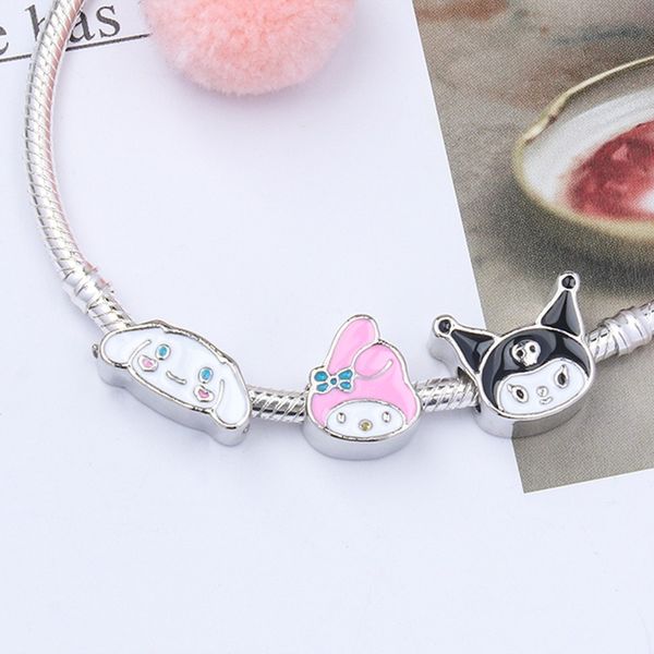 

fits pandora original bracelets 20pcs silver charms beads cartoon dog cat enamel crystal silver charms bead for women diy european necklace, Black