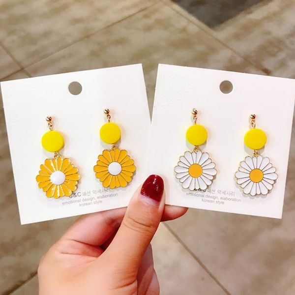 

Dangle & Chandelier 2021 Trend Daisy Earrings For Women Korean Fashion Flower Hanging Gold Cute Drop Earring Jewelry Gifts, Silver