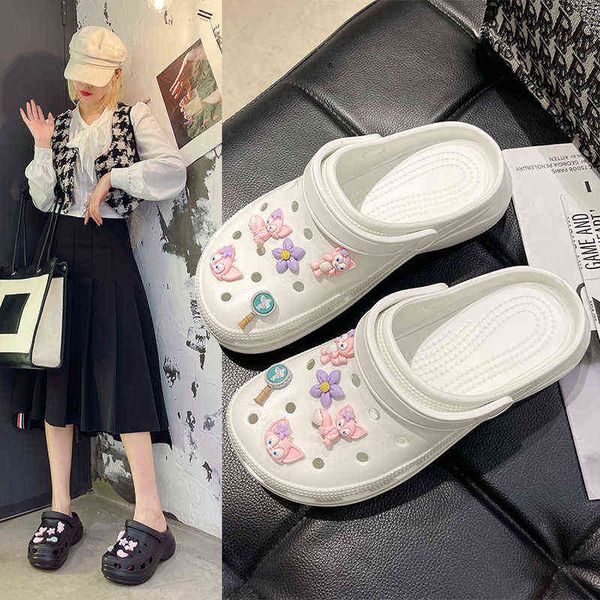 

women's summer sandals 2022 new baotou trendy fashion comfortable women's sandals and slippers y220214, Black