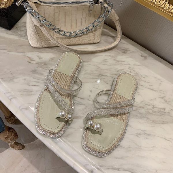

slippers shoes woman 2021 low female luxury slides rubber designer flat fretwork basic hoof heels scandals pu fabric rome, Black