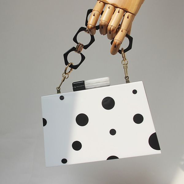 

women acrylic handle dots wedding clutch purse handbags