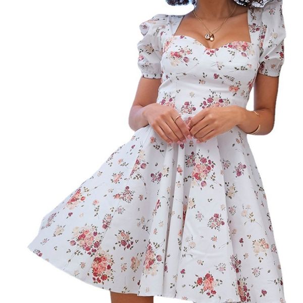 

charming dresses low cut open ba floral in summer 2021, Black;gray