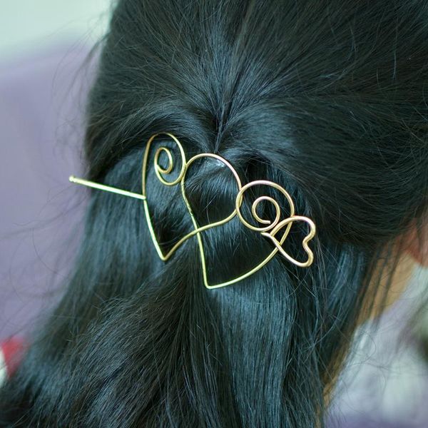 

hair clips & barrettes love cupid swirl heart hoop slide bun holder pin clip dress stick headband jewelry tiara wedding accessories drop, Golden;silver