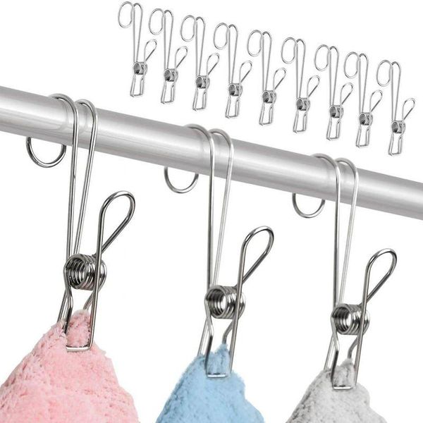 

hangers & racks 6pcs wire clothespins laundry chip stainless steel clips hanging hooks clothes pins drying rack