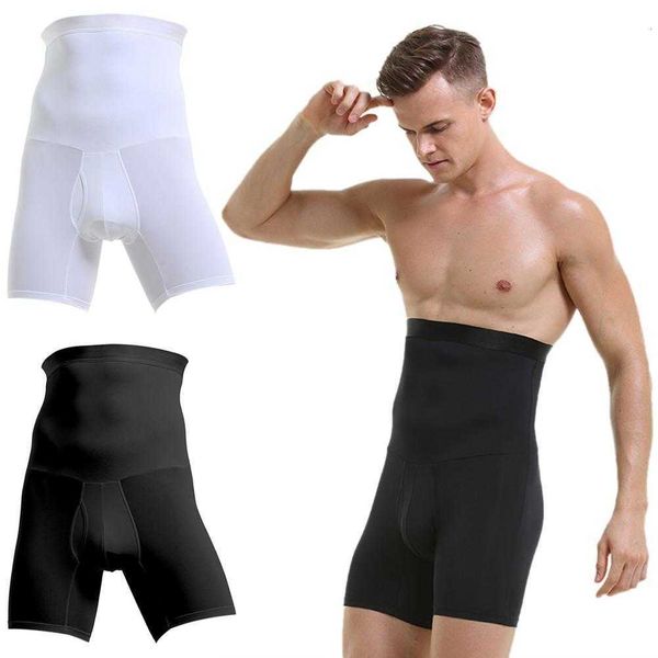 

underpants bellies men breathable high waist slimming bodysuit shorts compression shapewear pants quick dry stomach abdomen girdle underwea, Black;white