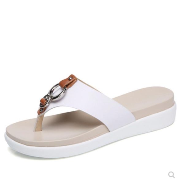 

slippers female sequined chain chunky heel selling plus size 40 platform high heels real shoes women pumps spongy flip flops white, Black