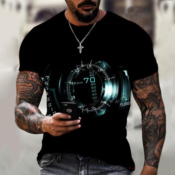 

men's t-shirts technology 3d printing round neck t-shirt fashion casual street novelty super loose harajuku style shirt, White;black