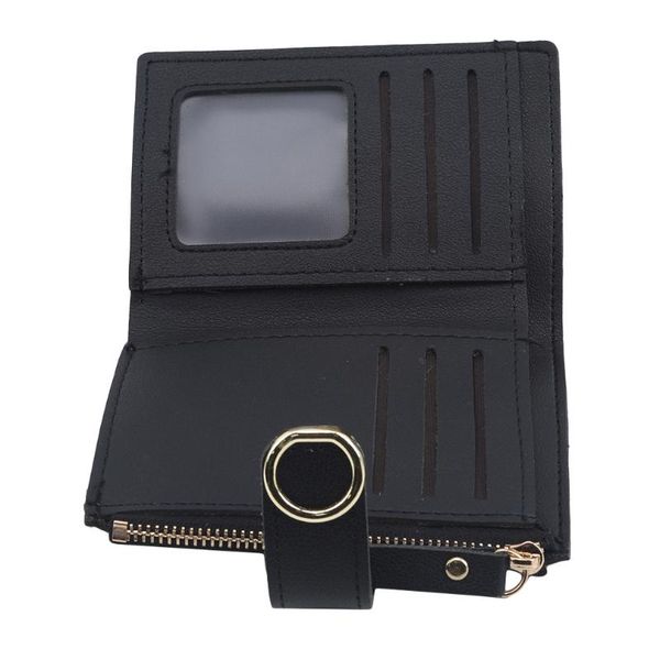 

wallets women leather small solid color fold id card bag for men clutch purse money clip wallet 2021, Red;black