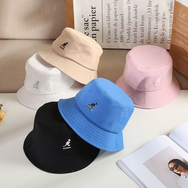 

2021 new men women brand kangols bucket casual hat cotton embroidery street fashion basin flat outer cap korean colors 0724, Blue;gray