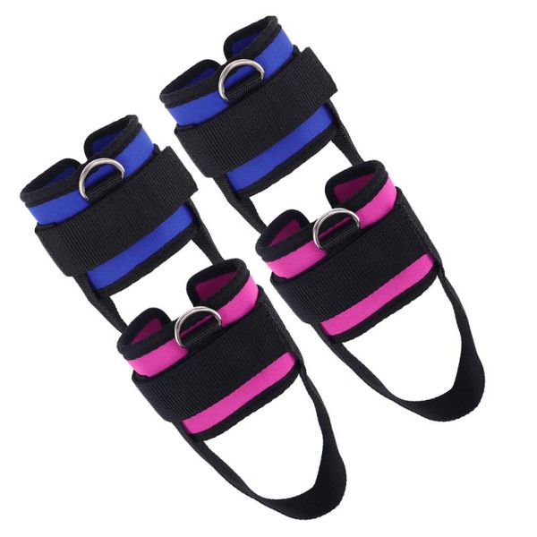 

ankle support 4pcs sport strap padded wrap d-ring cuffs for gym workouts cable machines buand leg weights exercises (rosy, blue, Blue;black