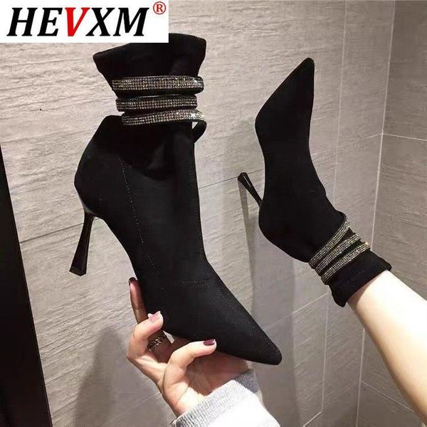

boots ankle for women 2021 autumn winter black khaki suede botas mujer pointed toe slip on shoes woman diamond buckle belt