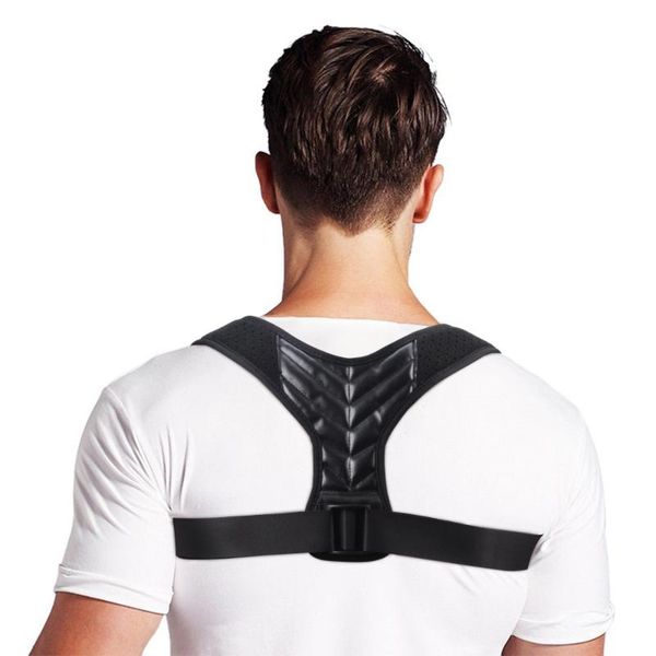 

back support clavicle spine shoulder lumbar prevents slouching adjustable posture corrector wrist brace aid sport aptoco, Black;blue
