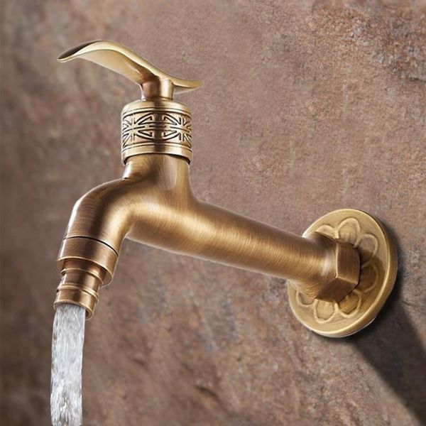 

bathroom sink faucets wall mount washing machine faucet retro carved copper tap lengthen luxury dragon pattern outdoor garden mop