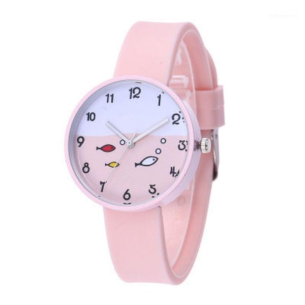 

wristwatches kids silicone quartz watches listing children's watch for girls boys gift clock fashion cute cartoon fish, Slivery;brown