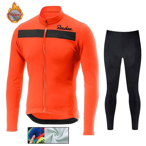 

racing sets raudax 2021 pro team cycling jersey mens long sleeve suit winter thermal fleece maillot mtb mountain cycle bike clothing set, Black;blue