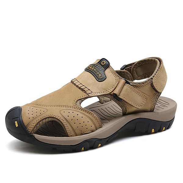 

sandals 2021 kickqzqp genuine leather men's shoes men for male casual water walking beach sandalias wear sandal, Black