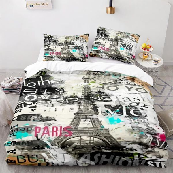 

bedding sets romantic eiffel tower set single twin full  king size bed aldult kid bedroom duvetcover 3d print 028