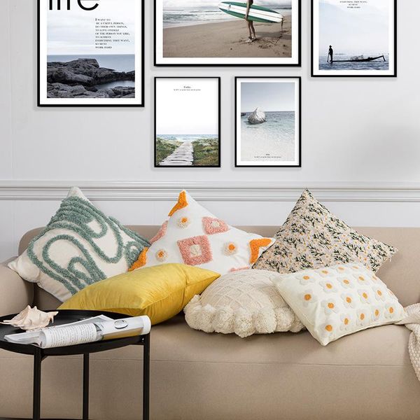 

cushion/decorative pillow boho decor cushion cover green yellow beige tufted jacquard woven for home decoration sofa bed 45x45cm/30x50cm