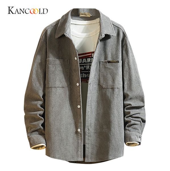 

men casual shirts new fashion solid color men's shirt lapel corduroy long sleeve single breasted shirt blouse, White;black