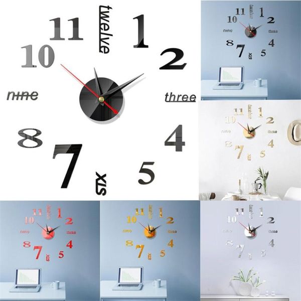 

wall clocks diy 3d decorative clock mirror stickers creative removable art decal sticker home decor living room quartz needle