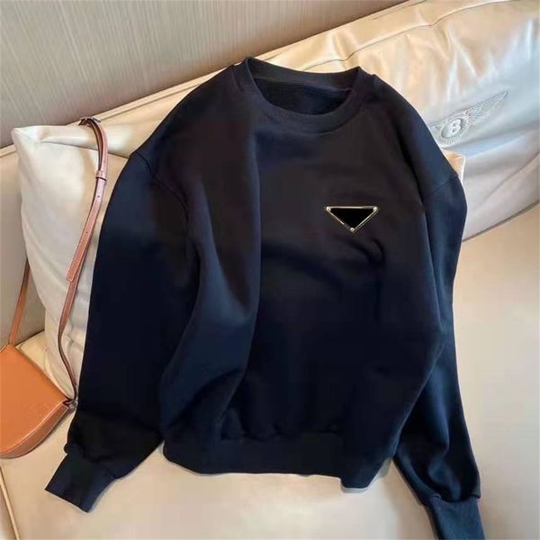 

autumn winter fleece women men hoodie couple sweatshirts with triangle letters long sleeves pullovers lady tees hoodies coats size s, Black