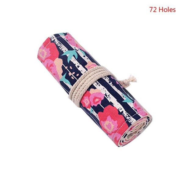 

pencil bags 12/24/36/48/72 holes canvas rose roll up pen curtain bag case makeup wrap m0xb