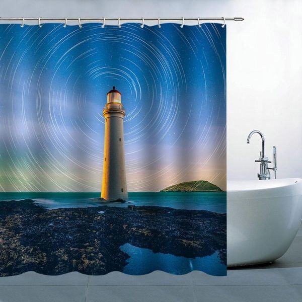 

shower curtains lighthouse decor curtain waterproof bath for bathroom bathtub bathing cover toilet door