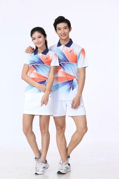 

badminton wear sets for women/men outdoor apparel tennis suit table father couple sports set st1327, White;yellow