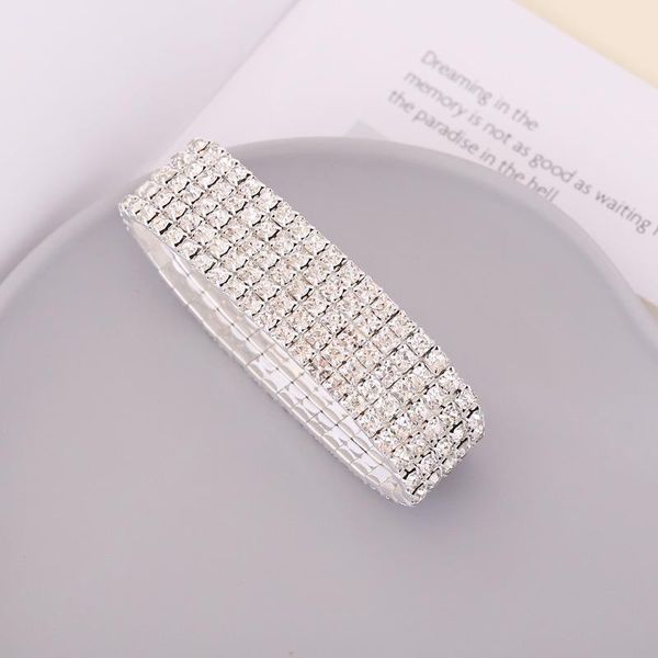 

bangle 1 pcs bracelet full rhinestone inlaid muti layers high stretchy sparking personality fashion jewelry gift for women, Black