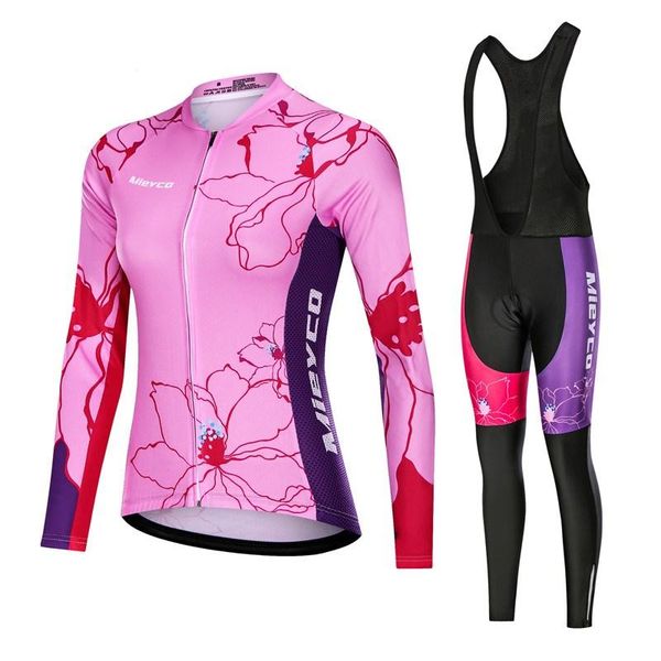 

racing sets cycling jersey 2021 long sleeves mtb bike clothing quick dry complete maillot bib pants equipamento de ciclismo ropa mujer, Black;blue