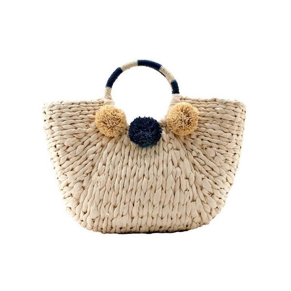 

evening bags straw bag women's hair ball beach grass semicircular hand shoulder