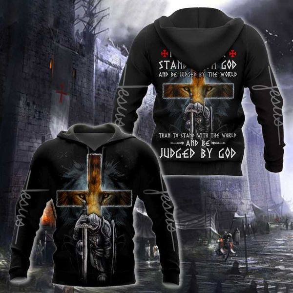 

men's hoodies & sweatshirts knight templar god jesus 3d all over printed hoodie for men and women sweatshirt streetwear pullover casual, Black