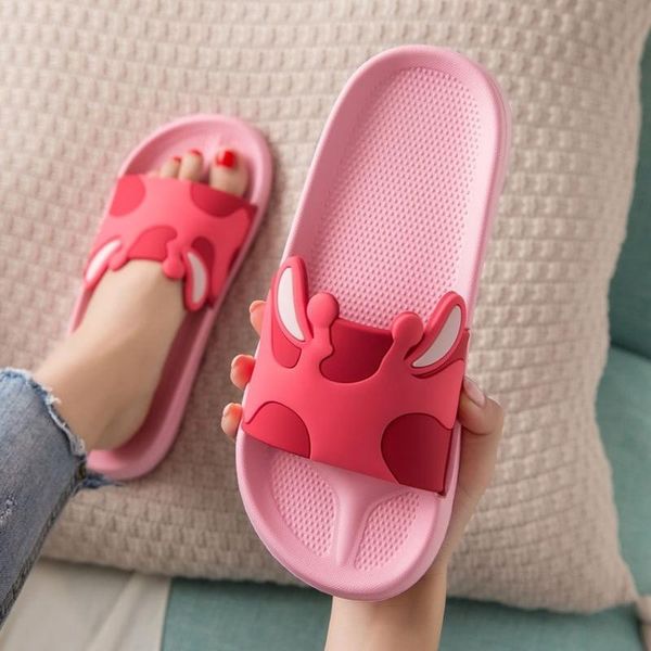 

slippers cute cartoon home summer beach bathroom non slip slides indoor women and men couples shoes flip flops femme pantoufles, Black
