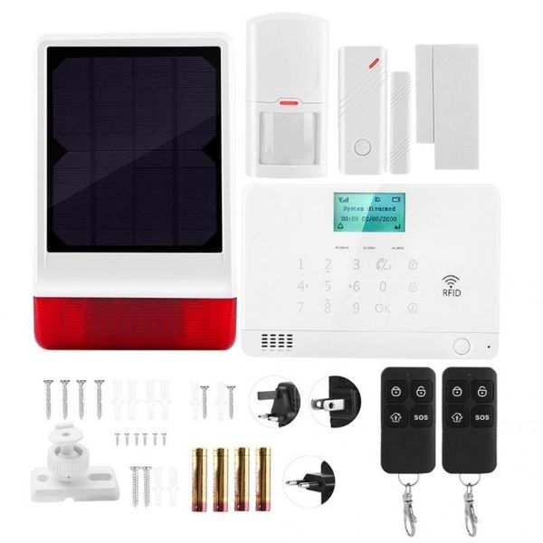 

+2 remote control alarm system kits wireless house security sound light solar powered siren 110-240v systems