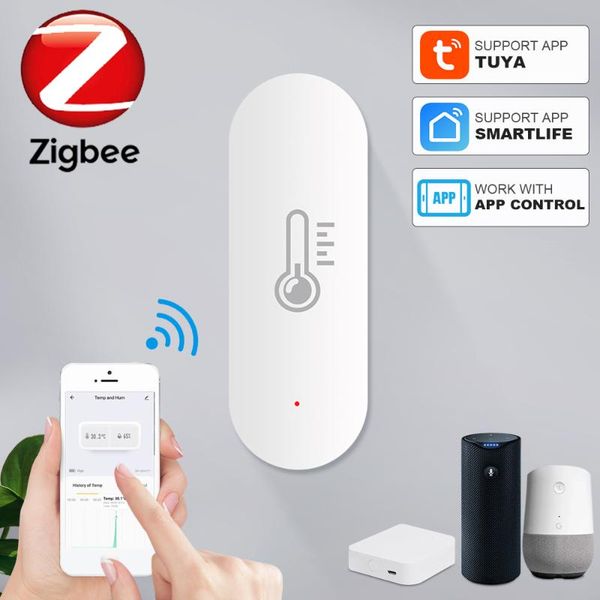 

smart home control zigbee wifi temperature & humidity sensor tuya for smartlife thermometer with display support alexa google assistant
