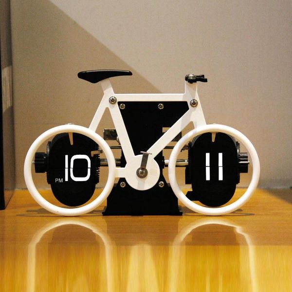 

desk & table clocks creative bicycle page turning clock personalized bike styling leaf simple home decoration