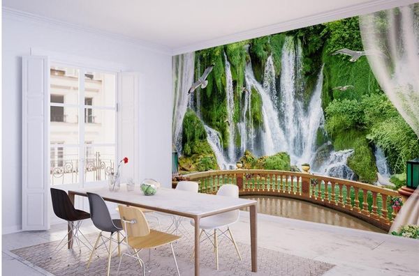 

wallpapers for living room water falls balcony custom 3d po wallpaper home decoration wall murals