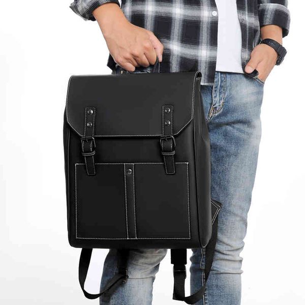 

backpack handbags bags style pu soft leather large capacity travel leisure fashion computer bag men