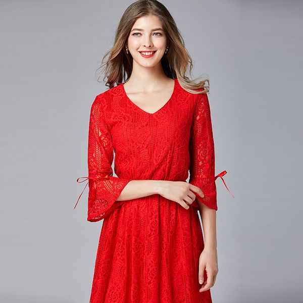 

big yards dresses large red 2021 fairy hepburn style lace