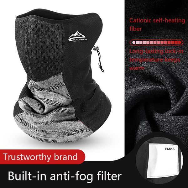 

winter fishing warm mask outdoor sport bandana scarf cycling hiking face cover neck gaiter bike half headband men caps & masks, Black