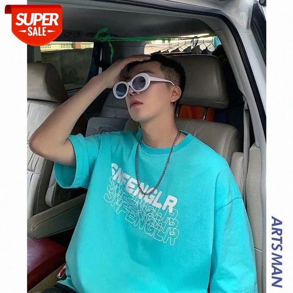 

men's short-sleeved loose fluid orharajuku hong kong wind wild t-shirt students half-sleeved five-point sleeves #2e4i, White;black