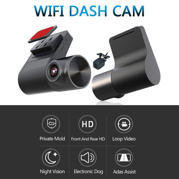 

dash cam for android head unit usb car dvr loop recording adas dashboard camera + rear view 120*60mm dvrs